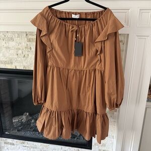 Ephemera NWT Chocolate Cinnamon Trapeze Mini Dress Cotton M/L